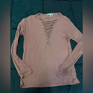 Express long sleeve top tan